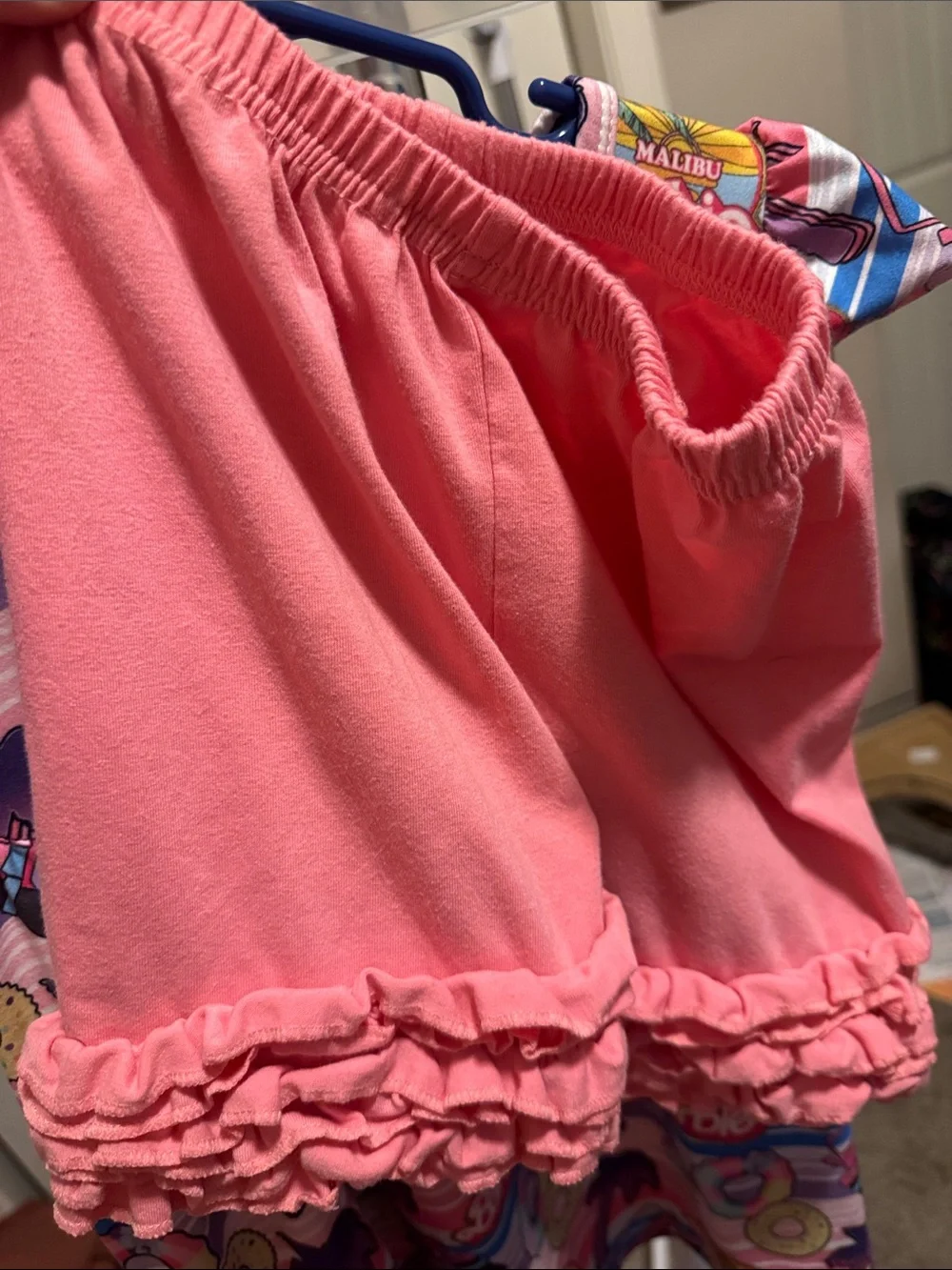 Girls Pink Malibu Graphic Dress with Ruffle shorts